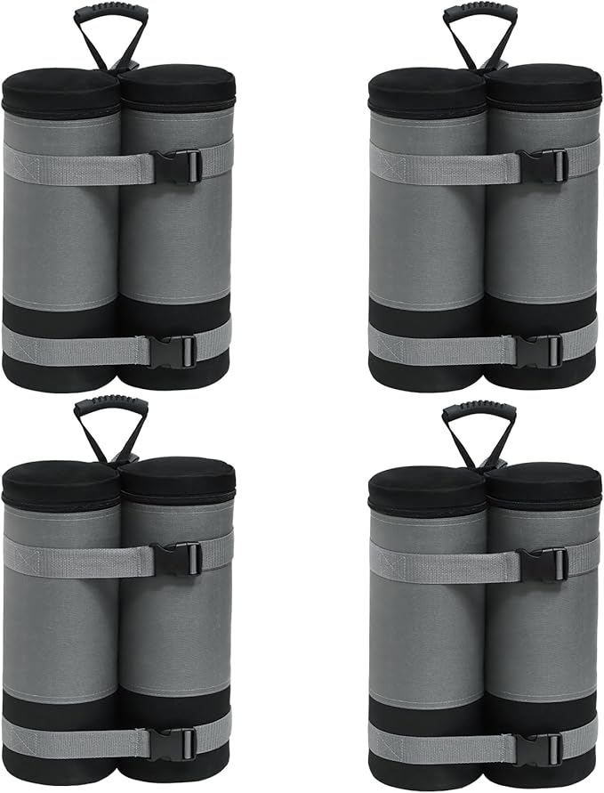 COOS BAY Canopy Weights Set of 4, 180 lbs, Sand Bags for Weight, Sandbag Weights for Canopy Tent Legs, 600D Heavy Duty Gazebo Weights, Sand NOT Included, Gray