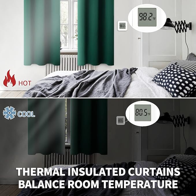 BGment Blackout Curtains for Bedroom - Grommet Thermal Insulated Room Darkening Curtains for Living Room, Set of 2 Panels (52 x 72 Inch, Emerald Green)