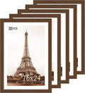 VCK 16x24 Picture Frame 5 Pack, Brown Wood Poster Frame with Exclusive Wood Grain, Wall Hanging