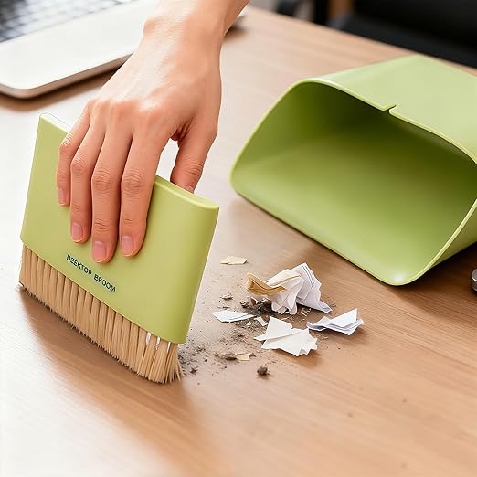 Mini Trash Can Broom Dustpan: Small Hanging Garbage Lint Bin for Laundry Room Office Desk Kitchen Cabinet Door Dorm Table RV Car - Tiny Countertop Bedside Wall Mount Trashcan Brush Dust Pan Set
