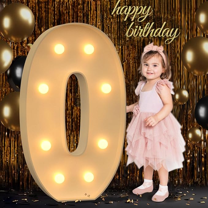 3FT Marquee Numbers, Large Marquee Numbers, DIY Giant Letters for Baby Shower, Birthday Party Backdrop Decor Wedding Engagement Party, Pre-Cut Foam Board Number 0