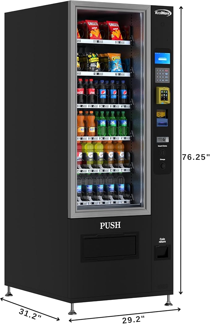 KoolMore Refrigerated Snack Vending Machine with 36 Slots and Bill acceptor in Black (KM-VMR-30-B)