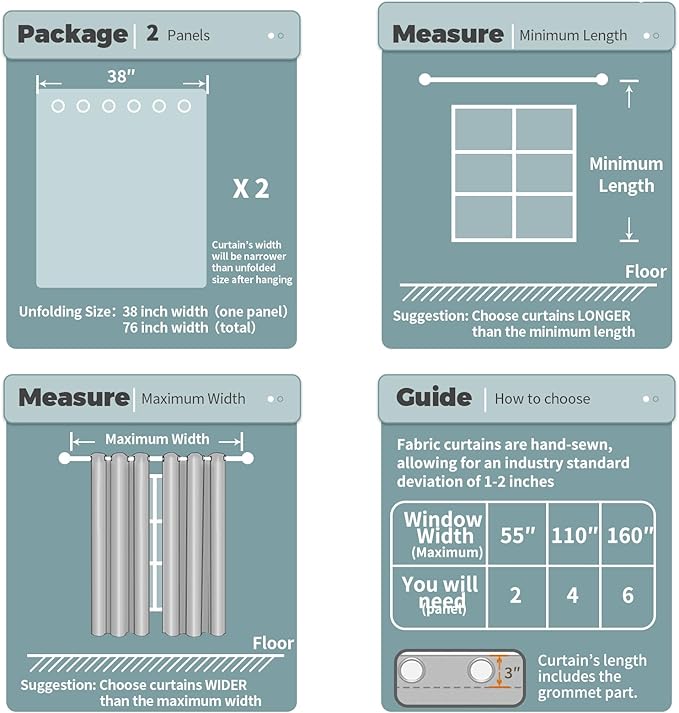 BGment Blackout Curtains for Bedroom - Grommet Thermal Insulated Room Darkening Curtains for Living Room, Set of 2 Panels (38 x 54 Inch, Dark Grey)