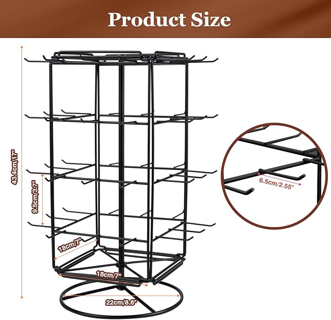 360 Rotating Earring Display Stands for Selling, 4 Tier Metal Earring Rack Holder Stand, Jewelry Display for Selling Earring Cards, Bracelets, Necklaces, KeyChains, Hair Accessories (48 Hooks)