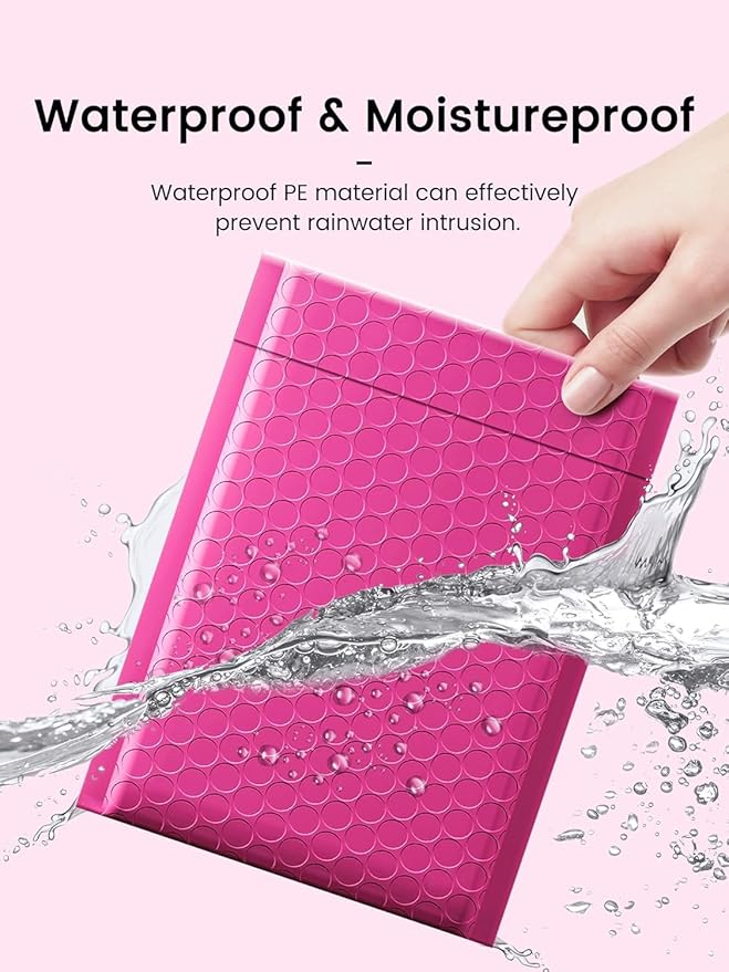 GSSUSA Pink Bubble Mailers 6X10 Inches 500 Pack, Padded Poly Bubble Mailer, Small Padded Envelopes Strong Adhesion Bubble Envelopes,Self-Seal Mailing Envelopes for Small Business,Package Supplies