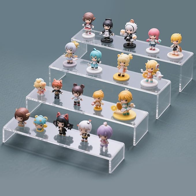 Acrylic Display Riser,8Pcs 12'' Length Tier Display Stands, Thickened to 0.2''(5mm) Acrylic Shelf Risers for Perfume Display,Risers for Buffet Table,Cupcake Stand,Pop Figurines,Tumbler,Food
