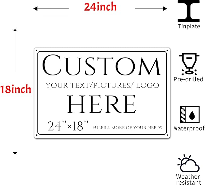 Custom Sign, personalized metal sign，Aluminum Weatherproof Metal Sign Large Sizes, Reflective,Customize for Office, Business, Workplace, office, Home, Delivery Signs(24 * 18 Inch)