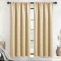 JIUZHEN Blackout Curtains for Bedroom– Thermal Insulated,Noise Reducing Room Darkening Privacy Drapes for Living Room, Set of 2 Panels with Tiebacks, 52 x 84 inch Long, Light Beige