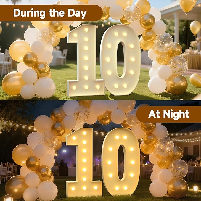 4FT Marquee Numbers 10, Large Light up Number 10 for Birthday Party Supplies, Sign, Backdrop, Happy 10th Birthday Decorations