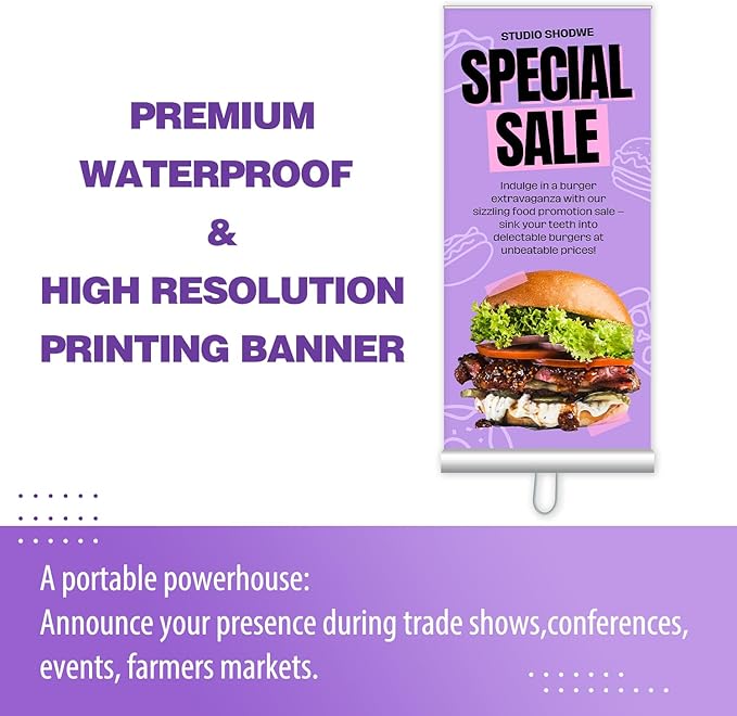 BillyPrint Custom Retractable Banners 2-Sided 31.5x71in with Stand, Customizable Sign for Business, Corporate Events, Advertising - Customized Prints with Travel Bag - 1 unit