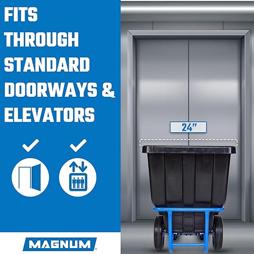 Tilt Truck, 1/2 Cu. Yd. Capacity Dump Cart with Heavy Duty 12” Wheels & 5” Casters & Forklift-able Frame for Jobsites, 850 lbs, Trash Cart with Wheels DUC12T-F-03PK (3-Pack)