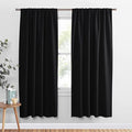 PONY DANCE Blackout Curtains 72 Long - Solid Rod Pocket Thermal Panels Black Out Window Cover Energy Efficient Light Blocking Drapes for Living Room, 52-inch by 72-inch, Black, 2 Pieces