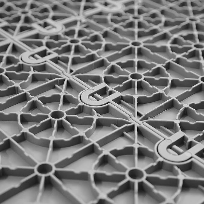 FlooringInc's Nitro 12"x12" Snap-Together Garage Flooring Tiles, Non-Slip Interlocking Plastic Floor Mat, Garage Organization & Storage, Coin Pattern, Gunmetal, 12 Tiles, 12 Sq/Ft