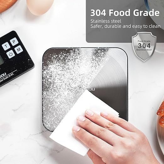 Atogou Food Scale, 33lb Wireless Kitchen Scale with Remote Display, 1g/0.1oz Precise Graduation, Food-Grade 304 Stainless Steel, Digital Food Scale for Cooking, Baking, Postage, Shipping Black&Grey