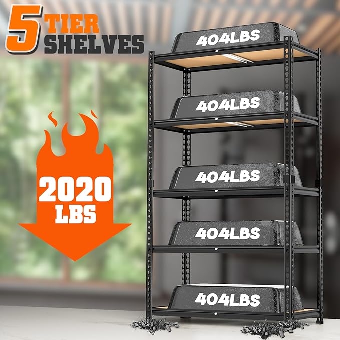LEVELEVE 5-Tier Heavy Duty Storage Shelving Unit, 2020 lbs Capacity, Adjustable Metal Utility Shelf, 35" L x 16" W x 73" H for Garage, Kitchen, Pantry, Basement, Bathroom, Laundry,3 Pack