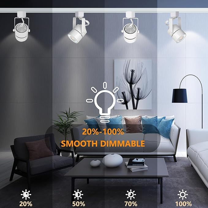 White Track Lighting Heads Kits, Dimmable 12-Light GU10 LED Track Lights Extended 14.76Ft H Type Track Rails 10W 3000K Natural Light Ceiling Spotlight Fixture with Replaceable GU10 LED Bulbs