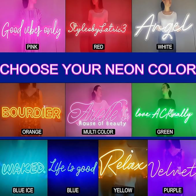 Custom Neon Signs for Wall Decor, CUSTOMNEON Personalized Neon Signs Customizable for Wedding Birthday Prom Party, Custom Neon Lights for Bedroom Bar Studio Beauty Salon Business Shop