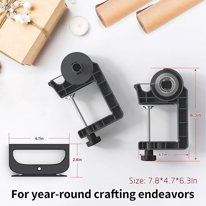 Tabletop Gift Wrapping Tool with Tape Dispenser & Cutter–2 Pack Adjustable Wrapping Paper Table Clamps with 2 Tapes–Perfect for Christmas, Holidays, and Crafting