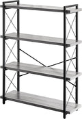 HCHQHS Bookshelf, 4-Tier Industrial Bookcase, Rustic Open Book Shelf, Freestanding Tall Bookshelves with Metal Frame