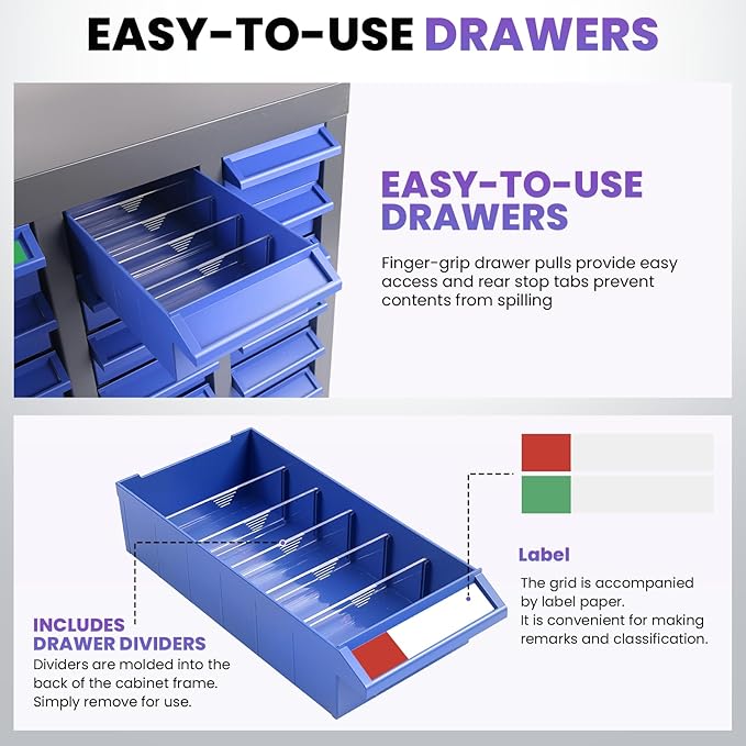 100 Drawers Alloy Steel Nut and Bolt Organizer, Parts Cabinet with Adjustable Shelves and Label Stickers, Bolt Organizer for Nuts Bolts Parts Screws Small Items (100 Drawers)