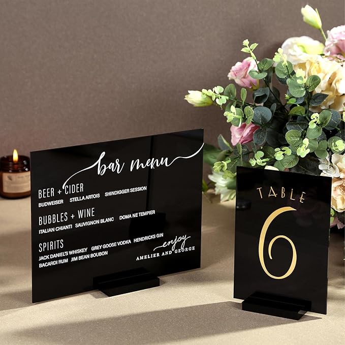 UNIQOOO 3" Black Acrylic Stand | 20 Pack 3mm Slot Wedding Sign Holders, Perfect for Wedding, Table Number, Exhibition, Office, Restaurant, Business