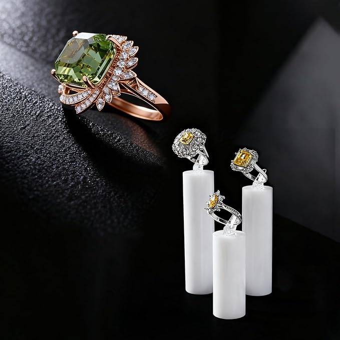 Oirlv Acrylic Jewelry Display Stand Ring Showcase Display Holder 7 PCS Rings Stand (White)