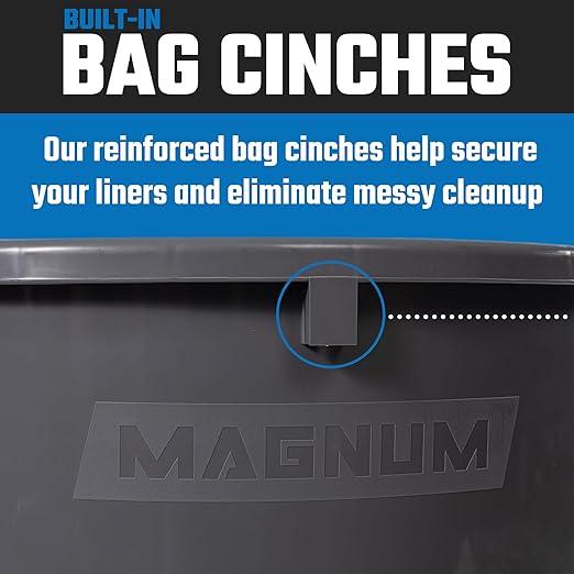 Magnum Gray 44 Gallon Trash Can, Construction Grade, Heavy Duty Plastic, Jobsite Ready for Handling and Holding Garbage CMTC-C000-44G04 (4 Pack)