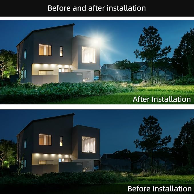 2 Pack 300W LED Flood Light Outdoor (1600W Equivalent), 36000LM Ultra Bright Security Lights, IP66 Waterproof Exterior Plug in Floodlight, 6000K Daylight White for Lawn Yard Garden Stadium