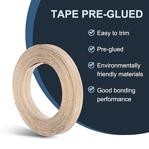 PATIKIL Red Oak Edge Banding, 1/2 Inch x 25 ft Wood Veneer Tape Pre-glued Flexible Plywood Edge Banding with Hot Melt Adhesive for Furniture Restoration