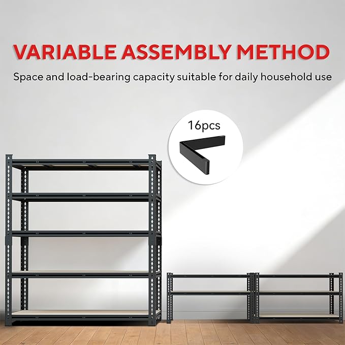 72" H Garage Shelving 3250 LBS Storage Shelves Heavy Duty，5 Tier Adjustable Metal Shelving Unit for Storage Rack Warehouse, Pantry, Closet, Kitchen (72 * 55 * 24)