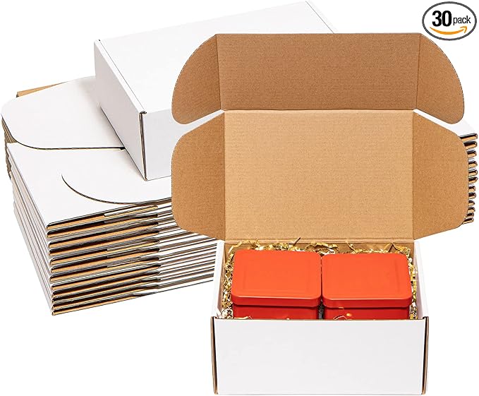 Shipping Boxes 9x6x4 inches 30 Pack White Corrugated Cardboard Mailing Box for Small Business - Literature Mailer Mail Packaging Supplies