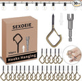50 PCS Bronze Eye Screw Hooks for Hanging Heavy Duty with Safety Buckle.Metal Ceiling Hooks for Hanging Plants Cup Wind Chime Bird Feeders Patio Lights at Indoor&Outdoor