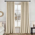 MIULEE Velvet Curtains 96 Inches Long 2 Panels Set for Bedroom, Pinch Pleat Back Tab Thermal Insulated Living Room Darkening Drapes Pleated Blackout Floor to Ceiling Curtains with Hooks, Beige