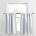 PONY DANCE Short Curtains for Small Window - Rod Pocket Curtain Panels Thermal Insulated Window Drapes for Kitchen/Living Room, 34 W x 36 L, Greyish White, 2 PCs