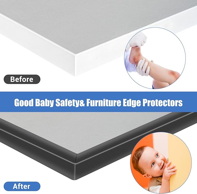 Rubber Edge Trim, Self-Adhesive Flexible Edge Protector for Plywood, Cabinet and Drawer, 3/4" Peel and Stick U Shaped Edge Banding for Wood, EPDM Material, Fit 0.75"(19mm), Length 10Ft