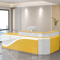 Modern Reception Desk – Front Desk, Reception Counter for Office, Checkout Counter, LED Lighting, Storage, Soft Close Drawers, Custom Logo, Fully Assembled (T,116IN)