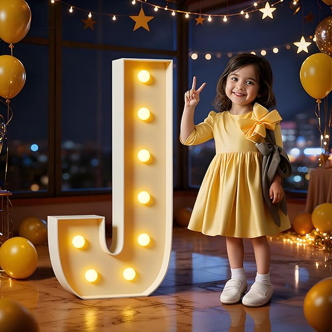 Marquee Letters 3 Feet Tall Large Light Up Letters J Happy Birthday Decorations Marry Me Engagement Party Decor Yellow Light Birthday Decorations Balloon Arch Kit Foam Sign J