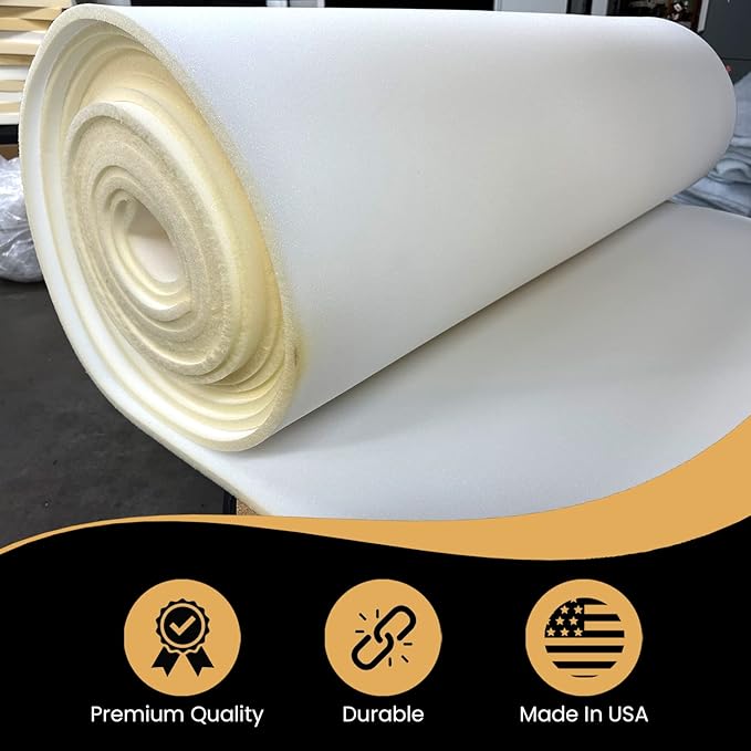 AK TRADING CO. 1/4” Thick Open Cell Upholstery Foam Padding – 56” Wide – by The Yard – Soft, High-Quality Upholstery, Crafts & DIY Projects Foam