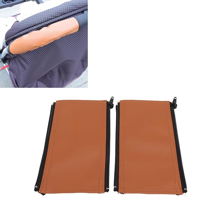 Garosa Stroller Handle Cover Universal Handle Sleeve Cover Removable Zipper PU Leather Handlebar Sleeve Cleanable Cart Replacement Grip Bar(Brown)