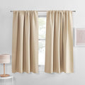 PONY DANCE Kitchen Beige Curtains - Home Decoration Thermal Insulated Blackout Window Treatments/Draperies Protect Privacy, 52" W Each Panel x 54 L, Biscotti Beige, 2 Pieces