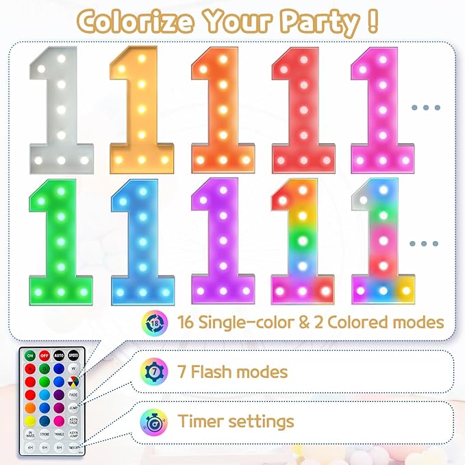 Marquee Numbers Colorful 10th Birthday Decoration: 4FT Large Light Up 10 Year Old Birthday Decorations Anniversary Backdrop Cardboard Sign 18 Colors Number 10 Mosaic Balloon Frame