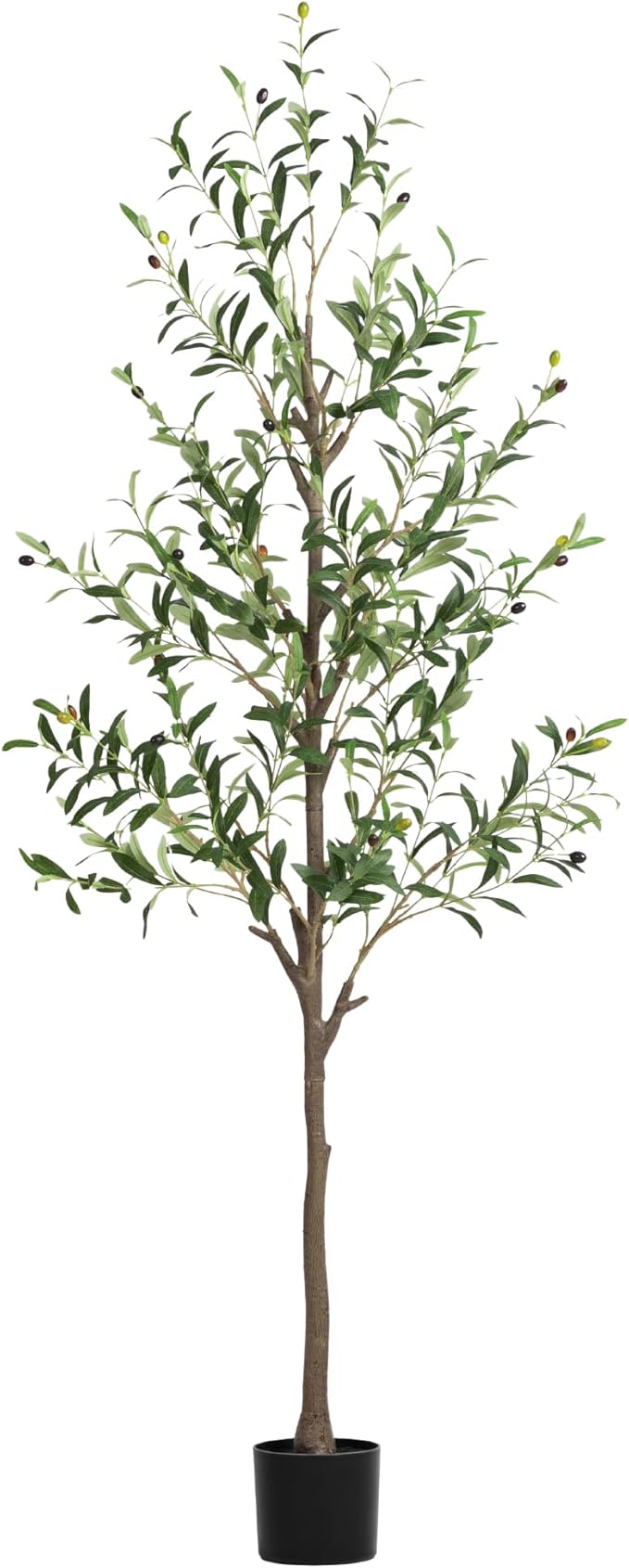 Artificial Olive Tree 6FT, Tall Faux Olive Trees for Indoor Outdoor, Realistic Potted Plant Natural Wood Trunk, Leaves and Fruits for Home Office Decor (1, 6FT)