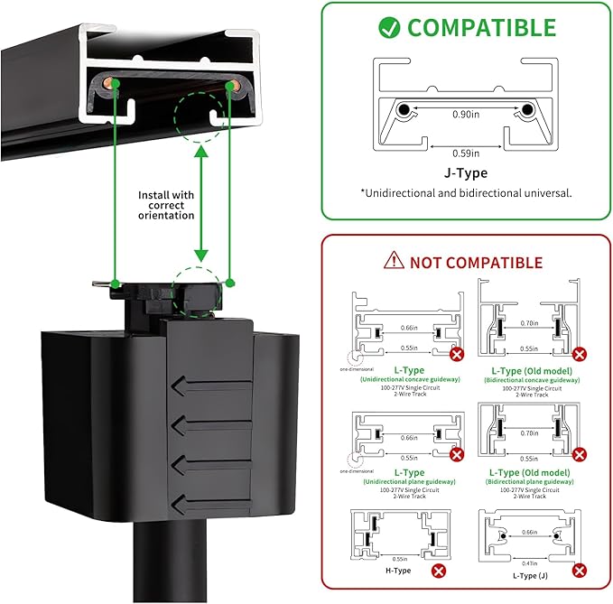 10W LED Black Track Lighting Heads,J Type Track Lighting Rail Ceiling Spotlight for Accent Task Wall Art Exhibition Lighting, and Wall Art Display Illumination 3000K-5700K, CRI90+ (6-Pack