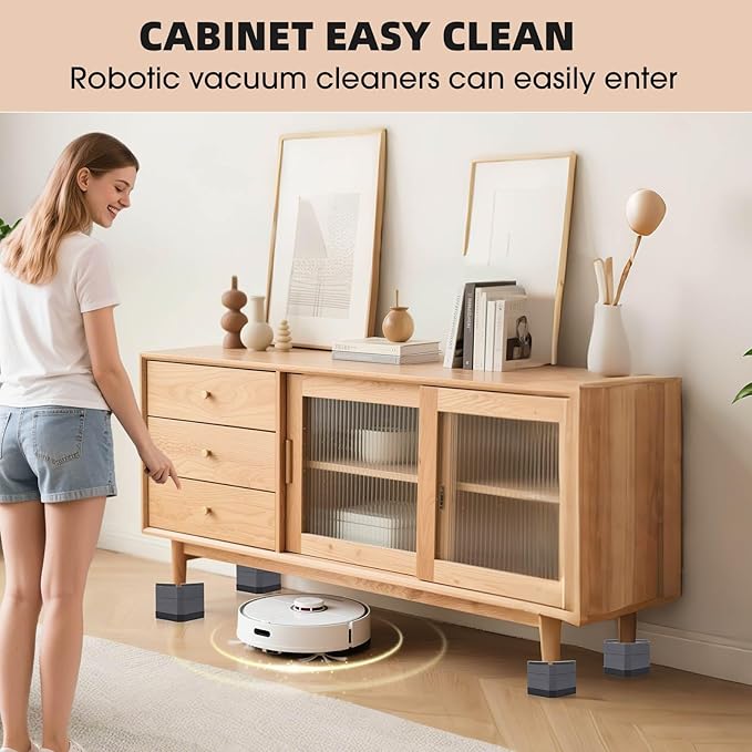 Furniture Risers Bed Risers - Rectangular Adjustable Block Riser for Raising 1.5-3 in. & 4.3 in. Beds, Tables, Sofas, Refrigerators, Washers - Up to 4,000 Pounds (Grey, Two Layers 3inches)