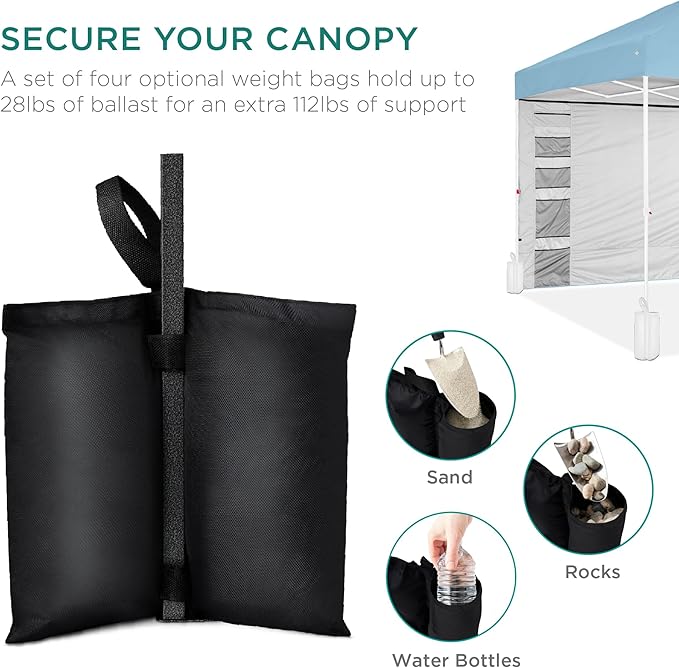 Best Choice Products 10x10ft Easy Pop Up Canopy w/Side Wall, 10 Pockets, Portable Carrying Case, 1-Button Setup, 4 Weight Bags - French Blue/White