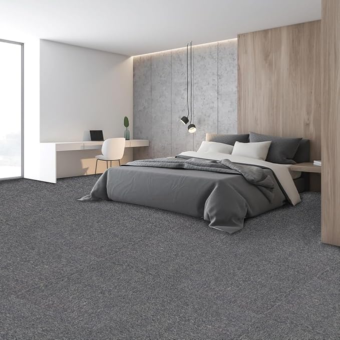 ALTRUISTIC Heavy Duty Commercial Carpet Tiles 24" x 24", 18 Pcs/72 sq ft (FlexLok tabs Included),Non-Slip Soft Square Carpet Floor Tile for Office Bedroom Living Room Kitchen Garage Gym (Blue)