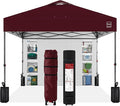 Best Choice Products 10x10ft Easy Pop Up Canopy w/Side Wall, 10 Pockets, Portable Carrying Case, 1-Button Setup, 4 Weight Bags - Burgundy