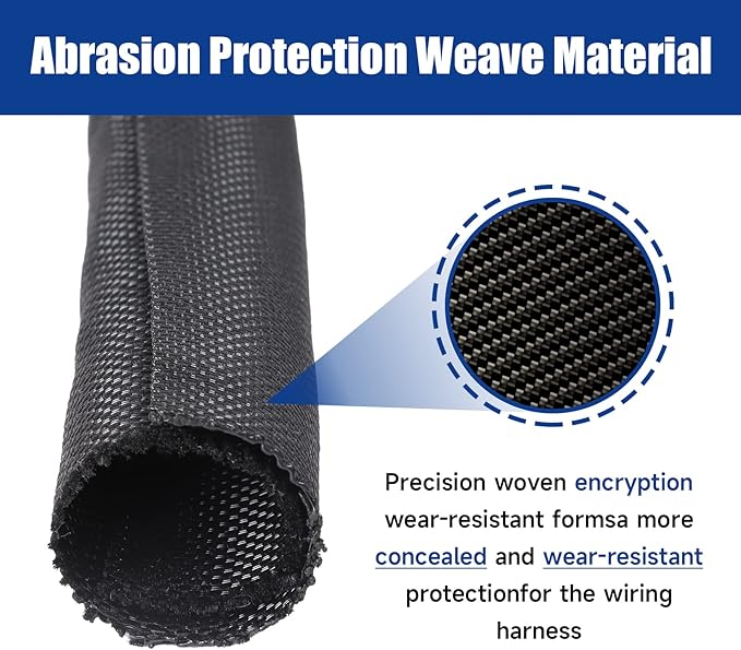 Braided Wire Loom Black Split Sleeving Mesh Woven for Automotive Wires/Audio Video Cable/Multi-Cable Strings (3/8" - 54 Feet)