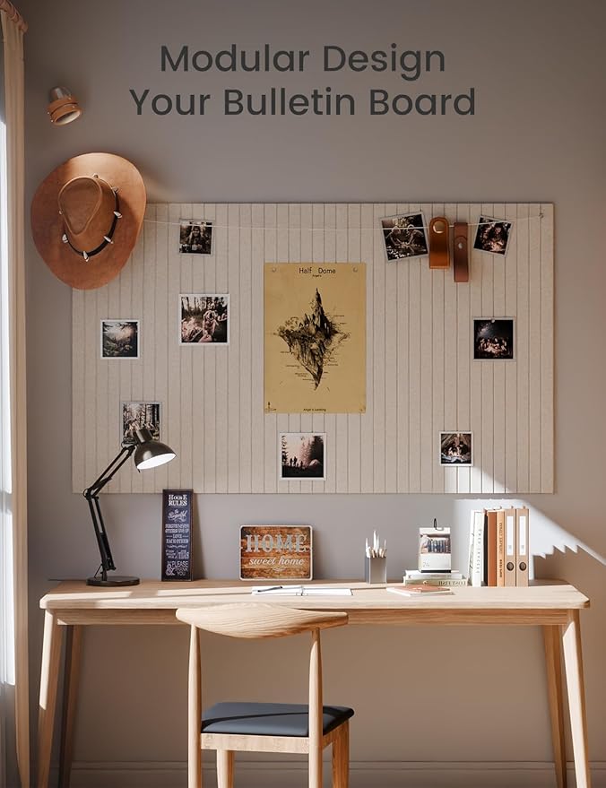 Large Felt Bulletin Board 36" x 24" Cork Board Alternative-6 Pack with 40 Safe Removable Adhesive Tabs, Cork Boards for Walls Cork Board for Home Office Classroom Pin Board (Oatmeal)