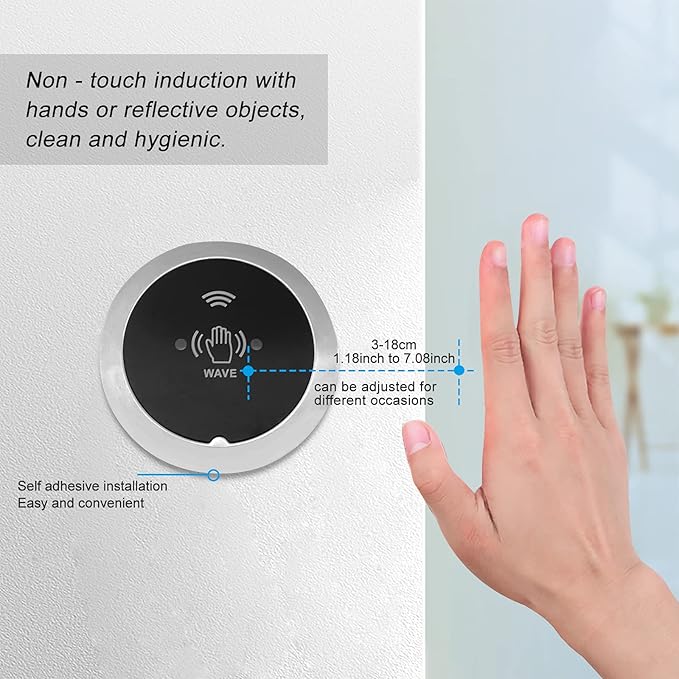 WiFi Access Control 400lb Holding Force Electic Magnetic Door Lock System Kit with Remote and Smartphone app Control, paired with Wireless Metal Touchless Round Switch (Metal Touchless Round Switch)